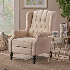 Light Beige Upholstered Recliner Accent Chairs For Sale Leather Wing Chair Armchairs For Sale