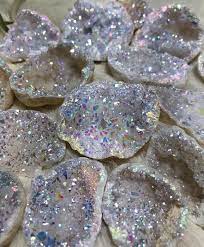 Cosmic Aura Crystals On Instagram We Finally Restocked These Delicious Aura Quartz Geodes These Sparkly Crystal Crystal Cave Crystals Aura Crystals