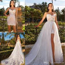 Aliexpress carries many dress with removal skirt related products, including detachable skirt mermaid wedding dress , dress with detachable , bride skirt. Illusion Bodice Short Wedding Dresses With Detachable Skirt High Split Beaded Waist Lace Beac Short Lace Wedding Dress Short Wedding Dress Bridal Gowns Vintage