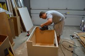 apron sink base before installation