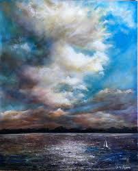 Paint in small circular strokes to blend the white back up into the blue. Cloud Painting Sail Boat Storm Acrylic Painting Seascape Paintings Sailboat Painting