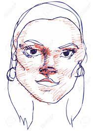 Vector Sketch Of Beautiful Blue Girl And Red Ballpoint Pen Royalty Free Cliparts Vectors And Stock Illustration Image 78092189