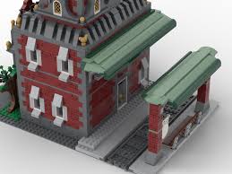 Lego Train Station With Bell Tower Lego Train Station Lego Trains Lego Construction