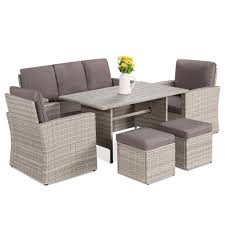 Save $183.60 (15%) sale $1,040.39. Best Choice Products 7 Seater Conversation Wicker Dining Table Outdoor Patio Furniture Set W Cover Gray Gray Walmart Com Walmart Com
