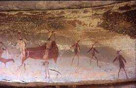 San Rock Paintings Of Therianthropes And Eland From Battle Cave Painting Cave Paintings Rock Art