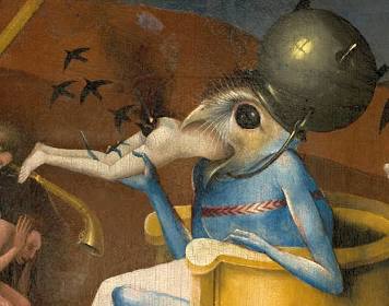Hieronymus Bosch - Il Principe dell'Inferno (Particolare del pannello di destra), generata con l'AI