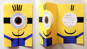 Lol i got asked to make a minion punch art card so here he is! Minion Card Minion Birthday Card Ideas How To Make Minion Card For Kids Minion Card Making Youtube