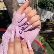 Want to know how to remove acrylic nails? Pin By Katelyn White On Neckgrabbers Purple Acrylic Nails Lilac Nails French Tip Acrylic Nails