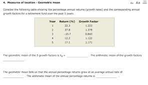 4 Measures Of Location Geometric Mean Aa Aa Chegg Com