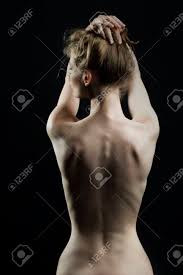Beautiful Thin Naked Female Body Perfect Shape Sitting With Back View On  Black Background, Vertical Picture Stock Photo, Picture and Royalty Free  Image. Image 41917535.