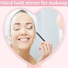 TBWHL Heart-Shaped Travel Handheld Mirror, Cosmetic Hand Mirror with Handle  (Pink, 1Pack) : Buy Online at Best Price in KSA