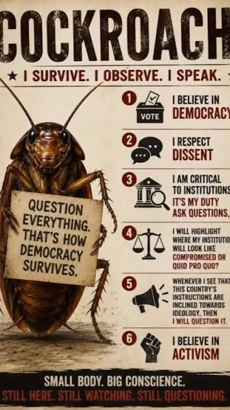 When the corridors of power turn to rot, the cockroach is the only thing  that survives , Or , When the system decays, the unwanted rise,  #SystemFailure, #YouthVoiceIndia, #GenZProtest, ...