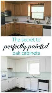 If you're painting the inside of the cabinets, start at the back and work toward the front. Painting Oak Cabinets White An Amazing Transformation Lovely Etc