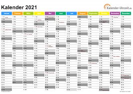 Alle jahreskalender stehen in grau. Excel Kalender 2021 Download Freeware De