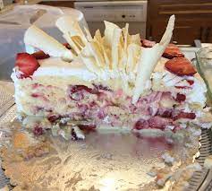Cleveland Cassata Cake Sponge Cake Strawberries Custard Whipped Cream And White Chocolate Favorite Recipes Baking Cake