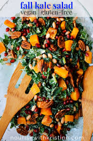 Roasted Butternut Squash Kale Salad Vegan Gf Nourish With Kristine Recipe Butternut Squash Kale Roasted Butternut Squash Roasted Butternut
