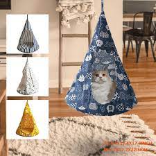 The only requirement for this diy is a table with an upper platform opening for fastening ribbon ties. Cat Hammock Bed Cone Shape Breathable Linen Sponge Tent Hanging Cover Cute Travel Portable Nest Bag For Cat Pet Supplies Cages Aliexpress