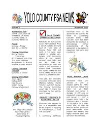 Volume 6 November 2006 Yolo County FSA 221 W. Court, Suite 3B Woodland, CA  95695 (530) 662-3986 x 2 (530) 662-4876 FAX Hours:
