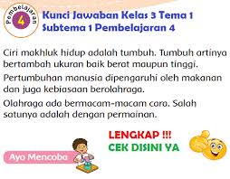 Lengkap Kunci Jawaban Kelas 3 Tema 1 Subtema 1 Pembelajaran 4 Kunci Jawaban Tematik Lengkap Terbaru Simplenews