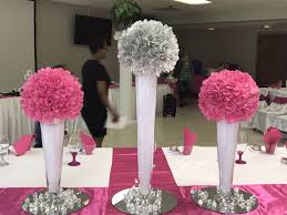 Hot Pink And Silver Centerpieces For Wedding Pink Bridal Shower Pink Centerpieces Silver Wedding Centerpieces
