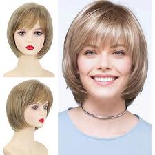 HAIRCUBE Blonde Bob Wig with Bangs Short Bob Wigs for Women Short Blonde  Wig with Dark Roots Heat Resistant Synthetic Wig Natural Looking for Daily  Use : Amazon.sg: Beauty