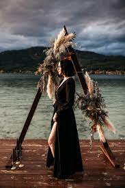 Black Boho Wedding Gown Boho Wedding Ceremony Unconventional Wedding Dress Color Black Wedding Dresses