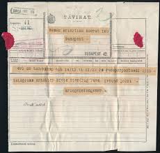 Példamondatok a(z) távirat szó használatára angolul. 1915 Tavirat Hadifogolytol Taskentbol Telegramm From Hungarian Darabanth Auctions Co Ltd