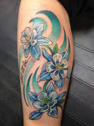 Blue columbine flowers tattoo on rib. 16 Columbine Flower Tattoo Black And White Top Tattoo Style
