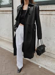 Belted Leather Trench Coat Modedamour In 2020 Leather Coat Outfit Leather Trench Coat Trench Coats Women