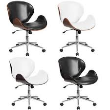 Upholstered open arm lot # lounge chairs 88 contemporary office chair desk quantity: Mid Century Office Desk Chair Bent Curved Walnut Mahogany Black White Leather Ebay