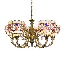 Shabby Chic Style 5 Light Floral Theme Tiffany Chandelier With Handmade Shell Lamp Shade Beautifulhalo Com