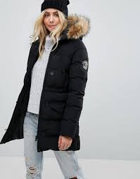 Brave Soul Parka Jacket With Faux Fur Trim Hood Brave Soul Whitehorse Padded Parka Coat Black Parka Coat Fur Hood Parka Parka