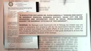 2 (jur) persona física natural person. Barangay Declares Resident Persona Non Grata Sunstar