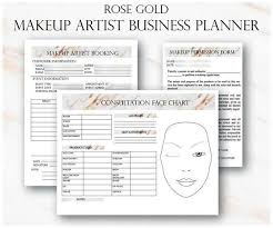 Rose Gold Makeup Artist Business Planner Bundle Freelance Etsy In 2020 Makeup Artist Business Face Chart Wedding Makeup Artist