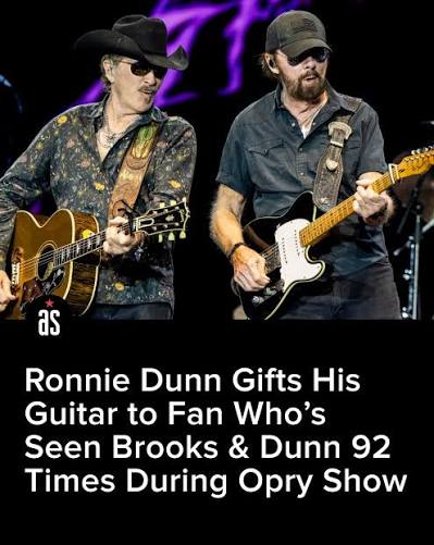 Brooks & Dunn just gave one of their biggest fans an incredible gift. The  country duo headlined the Grand Ole Opry on Aug. 12 and handed one of their  guitars to one