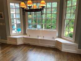 When most people think of a breakfast nook, this is exactly what they picture: Banquette Bench For A Bay Window Kitchen Seating Shaped Bench Breakfast Nook