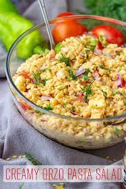 Creamy Orzo Pasta Salad Recipe Happy Foods Tube Recipe Pasta Salad Recipes Creamy Orzo Pasta Orzo Pasta Salad