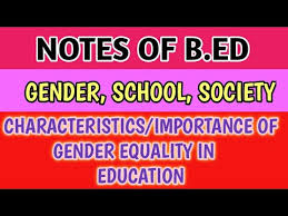 Characteristics Importance Of Gender Equality In Education Gender School Society B Ed Notes In Hindi Youtube