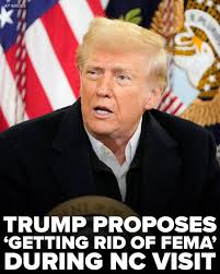 While visiting areas of North Carolina ravaged by Hurricane Helene,  President Trump told reporters that he plans