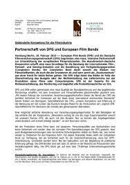 Ministry of strategy and finance. Partnerschaft Von Dfg Und European Film Bonds Dfg Deutsche