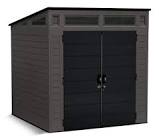 Modernist Full Steel Frame Outdoor Storage Shed  Pad-Lockable Doors  7-ft x 7-ft Suncast