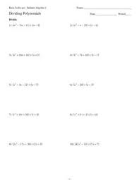 The questions are based on dividing each term of the polynomial by the monomial and then simplify. Dividing Polynomials Lesson Plans Worksheets Lesson Planet