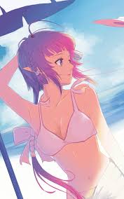 Anime at the beach drawing. Wallpaper Drawing Illustration Anime Girls Purple Hair Beach Cartoon Original Characters Bikini Pointed Ears Purple Eyes Swimwear Sketch Mangaka 1200x1920 Simply 344406 Hd Wallpapers Wallhere