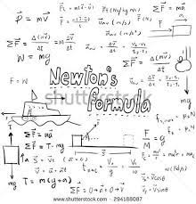 Newton Law Theory And Physics Mathematical Formula Equation Doodle Handwriting Icon In White Isolated Background With Ha Newtons Laws Physics Physics Formulas