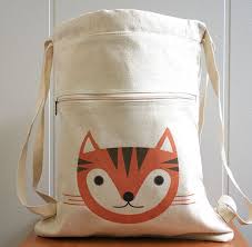 Canvas Backpack Cat Cute And Adorable Cinch Top Made Of 10 Oz 100 Cotton Canvas 28 00 Via Etsy Canta