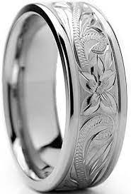 Sold by metal masters co and ships from amazon fulfillment. Men S 8mm Titanium Ring Wedding Band With Engraved Floral Design Sizes 7 To 13 Amazon Com