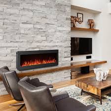 I plan on removing the wood mantle and surround on my fireplace soon and would like to install ledger stack stone in place of it. 40 Inches Electric Fireplace Wall Mounted Freestanding Heater Crystal Stone Flame Effect 9 Changeable Color Fireplace With Remote 1500w Glass Panel Black