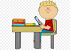College Student At Desk Clipart