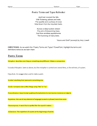 Poetry Terms And Types Refresher