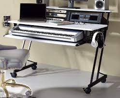 Perfectly fit for every workspace, this suitor music recording studio desk offers style without sacrificing function. Suitor Contemporary White Wood Black Metal Computer Desk By Acme